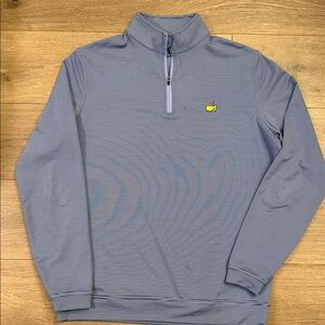 Masters Peter Millar 1/4 Zip Sweatshirt Sz Medium ANGC Blue Stripe Augusta 2026